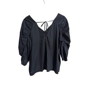 LOFT Vee Black Blouse Large